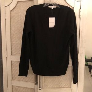 NakedCashmere Pointelle Cashmere VNeck Sweater NEW